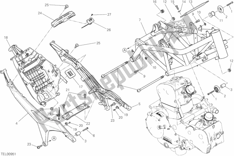 All parts for the Frame of the Ducati Hypermotard 939 SP USA 2016